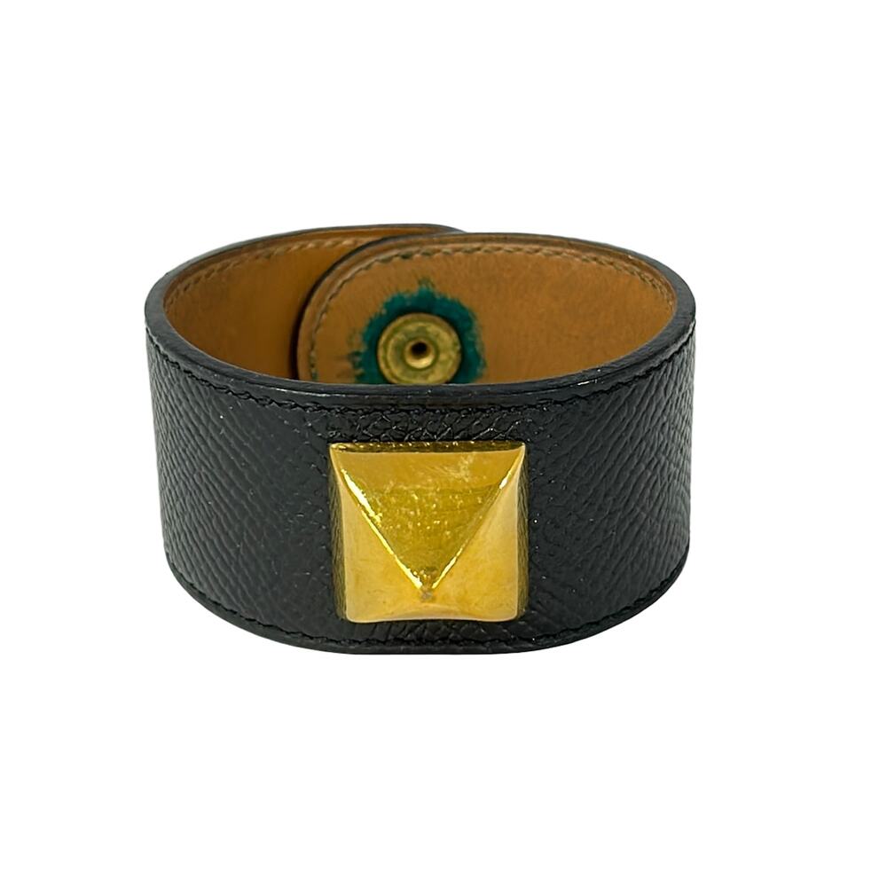 Hermès Medor Bracelet Black Gold Leather Hardware